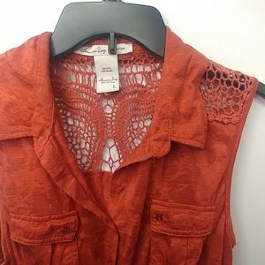 American Rag | Burnt Orange Cropped Button Down